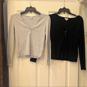 Splendid Gray and Black Button-Up Cotton tops-25 for both